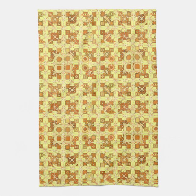 Linge De Cuisine Tribal Batik - jaune doré, brun et bronzé (Vertical)