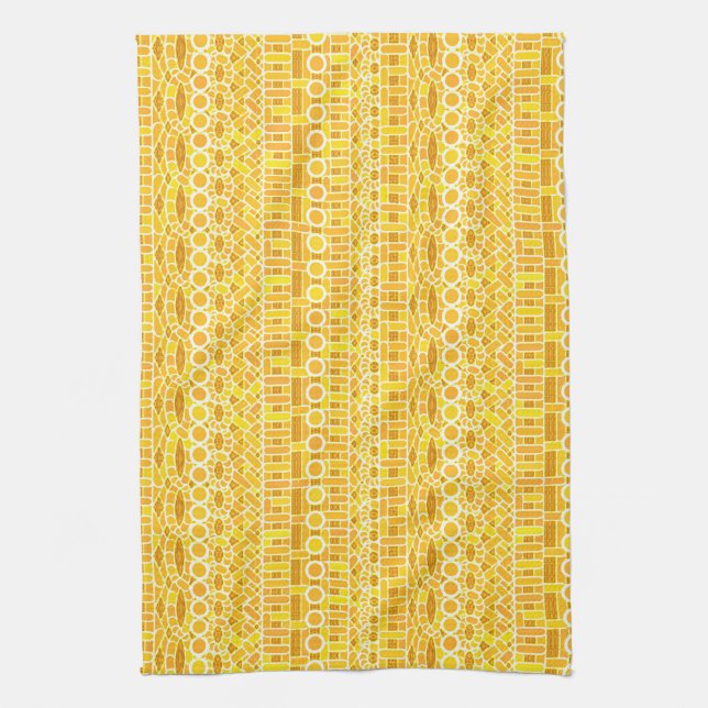 Linge De Cuisine Tribal Batik - moutarde or et orange (Vertical)