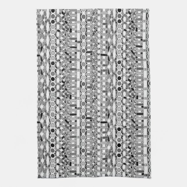 Linge De Cuisine Tribal Batik - nuances de gris / gris (Vertical)