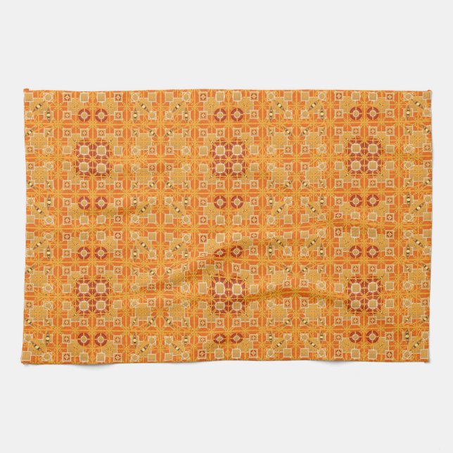 Linge De Cuisine Tribal Batik - tons ambre et marron (Horizontal)