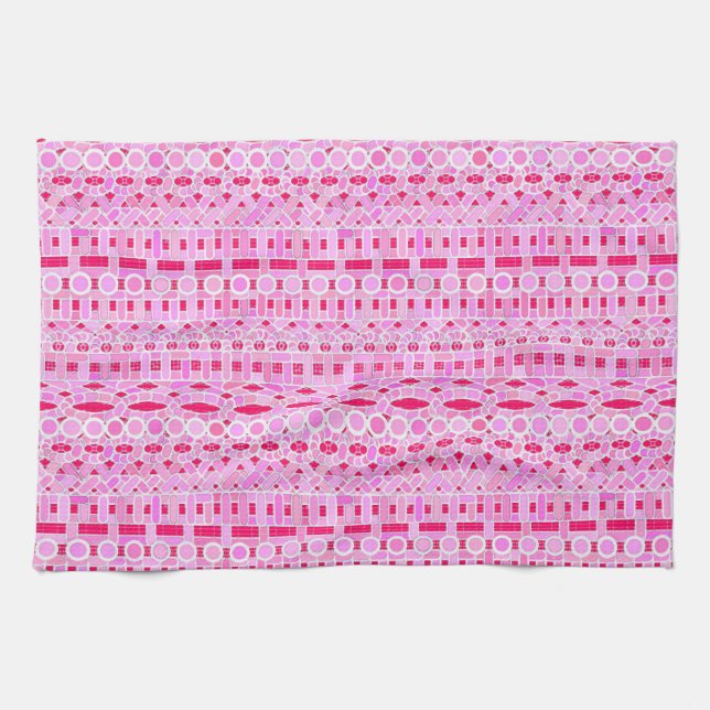 Linge De Cuisine Tribal Batik - tons roses (Horizontal)