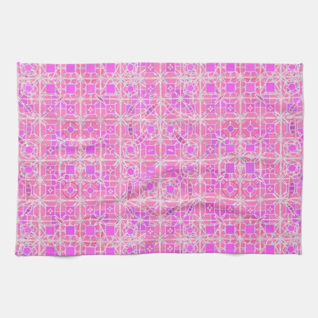 Linge De Cuisine Tribal Batik - tons roses et orchidées (Horizontal)