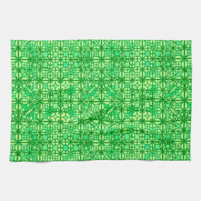 Linge De Cuisine Tribal Batik - tons verts (Horizontal)