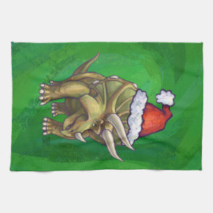 Linge De Cuisine Triceratops Noël Vert