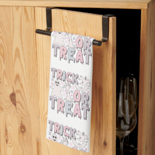 Linge De Cuisine Trick or Treat Fantômes Mignons Blanc Halloween
