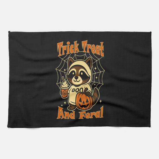 Linge De Cuisine Trick Treat and Feral Cute Halloween (Horizontal)