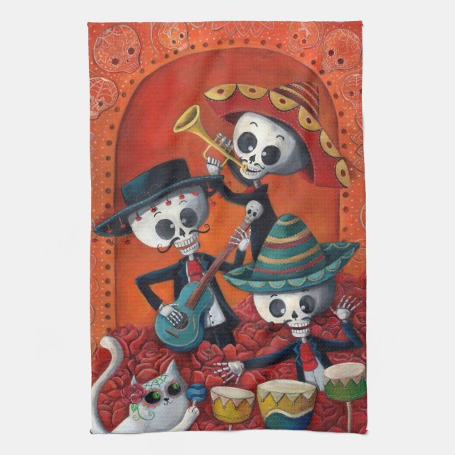 Linge De Cuisine Trio de mariachi de Dia de Los Muertos Skeleton (Vertical)