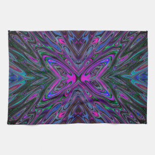 Linge De Cuisine Trippy Magenta, Bleu et Vert Papillon Abstrait