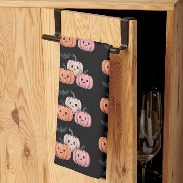Linge De Cuisine Trois Citrouilles et un Motif de chauve-souris Hal (Pliage en tiers)