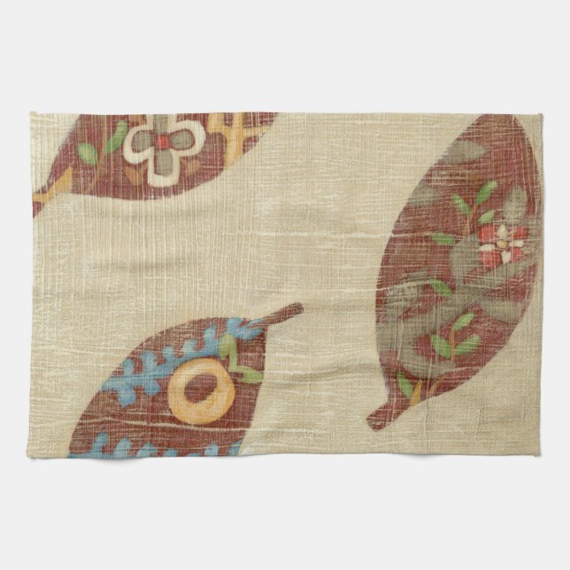 Linge De Cuisine Trois Feuilles sur l'Arrière - plan Texture Linen (Horizontal)