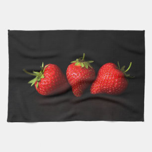 Linge De Cuisine Trois Fraises Sur Le Ktcna Noir