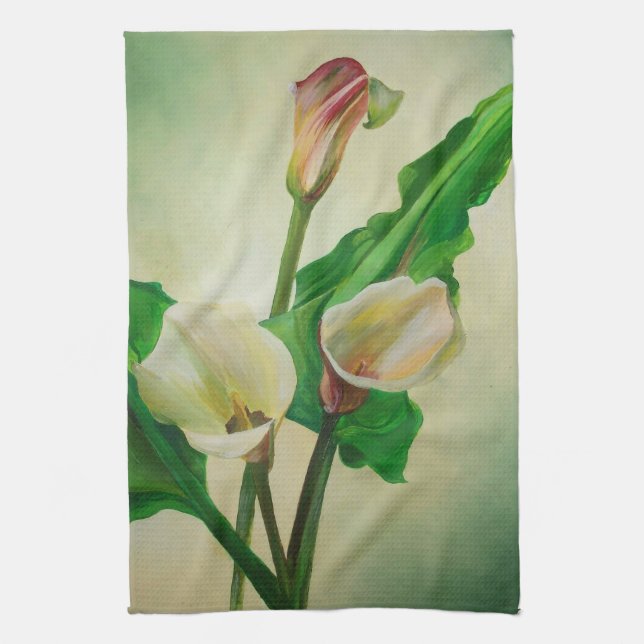 Linge De Cuisine Trois Lys Calla Étonnant Botanique Acrylique (Vertical)