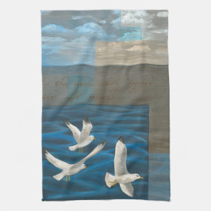 Linge De Cuisine Trois mouettes blanches volant au-dessus de l'eau