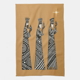 Linge De Cuisine Trois Sages Hommes Noël Nativité en Noir & Blanc