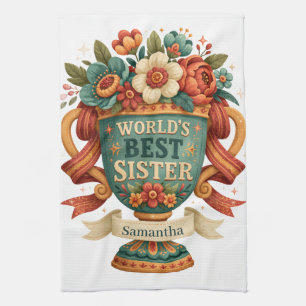 Linge De Cuisine Trophée ornemental "Meilleure Sœur" avec nom