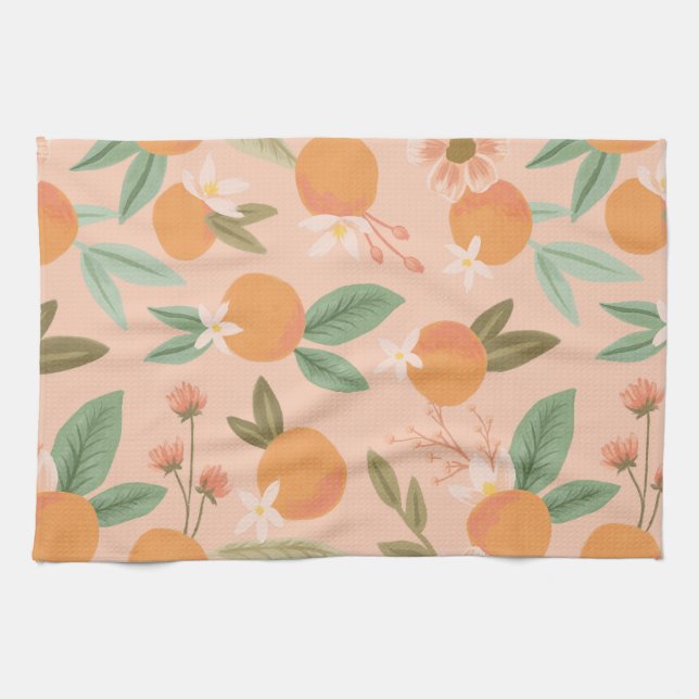 Linge De Cuisine Tropical Citrus Floral Rose (Horizontal)