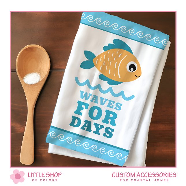 Linge De Cuisine Tropical Fish Beach Waves for Days Customizable (Créateur téléchargé)