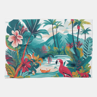 Linge De Cuisine Tropical Greenery Birds
