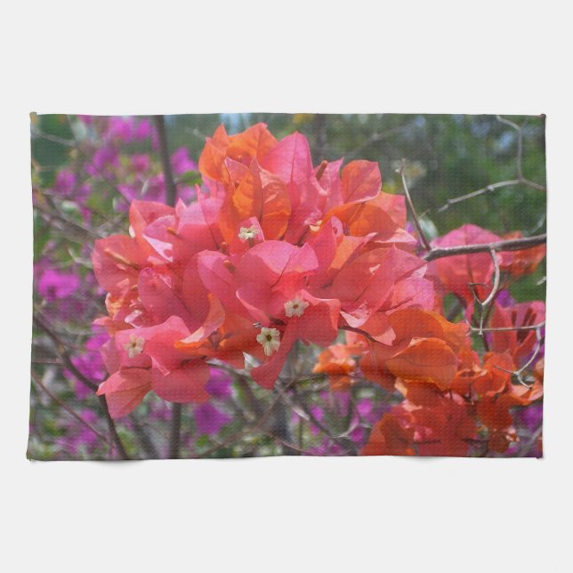Linge De Cuisine Tropical Pink Bougainvillea Island Floral (Horizontal)