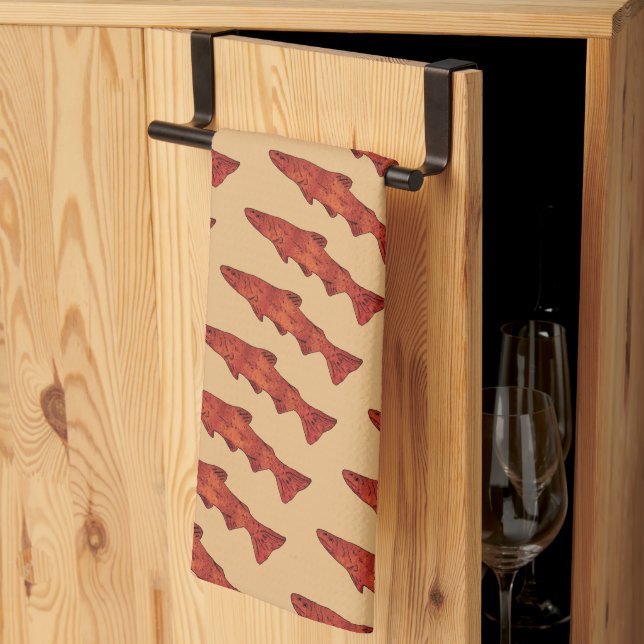 Linge De Cuisine Truite rustique (Pliage en tiers)