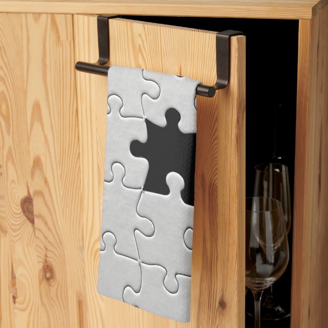 Linge De Cuisine Tu Me Complètes Romantique Noir et Blanc Puzzle (Pliage en tiers)