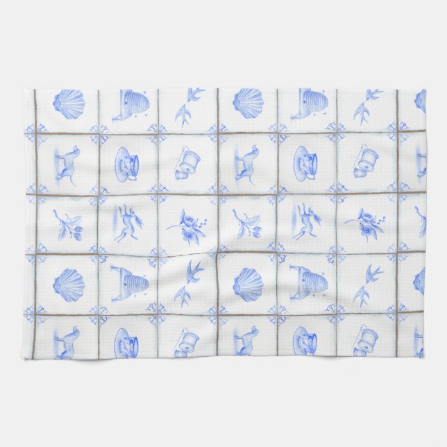 Linge De Cuisine Tuile Teatowel de Delft (Horizontal)