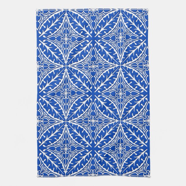 Linge De Cuisine Tuiles marocaines - bleu et blanc de cobalt (Vertical)