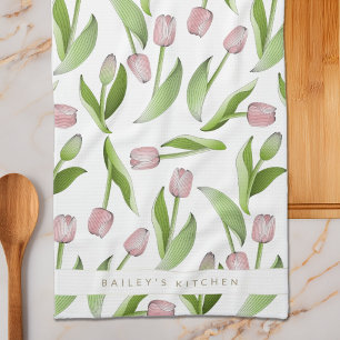 Linge De Cuisine Tulipe rose moderne personnalisée