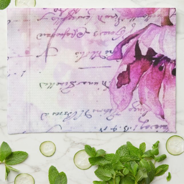 Linge De Cuisine Tulipes aquarelles  (Plié)