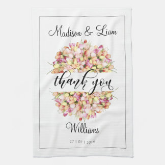 Linge De Cuisine Tulipes Calligraphie Merci crayon de couronne