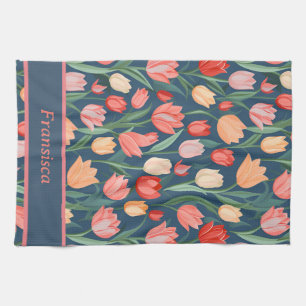 Linge De Cuisine Tulipes colorées mignonnes Ai Nom du Motif généré
