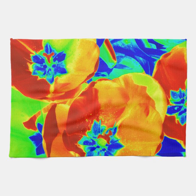 Linge De Cuisine tulipes fluorescentes (Horizontal)