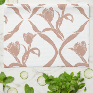 Linge De Cuisine Tulipes imprimées en bloc beige, blé doré