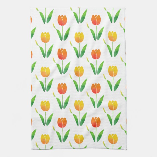 Linge De Cuisine Tulipes jaunes et orange 2 (Vertical)