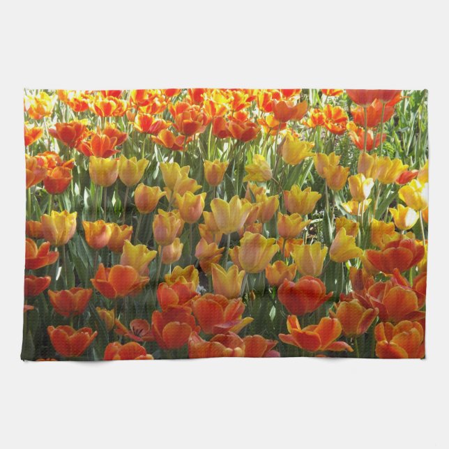 Linge De Cuisine Tulipes orange et jaune (Horizontal)