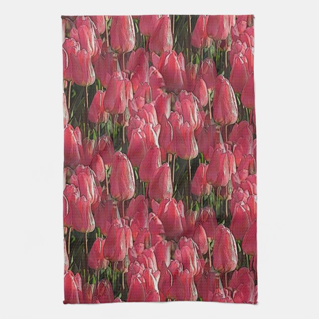 Linge De Cuisine Tulipes roses florales (Vertical)