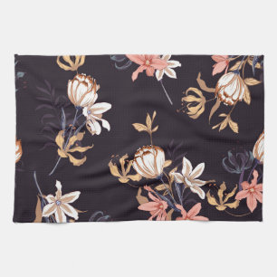 Linge De Cuisine tulipes vintages, arrière - plan violet foncé
