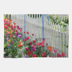 Linge De Cuisine Tulips jardin piquet blanc clôture cuisine serviet