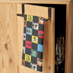 Linge De Cuisine TUNES LOONEY™ en noir et blanc en Checker coloré