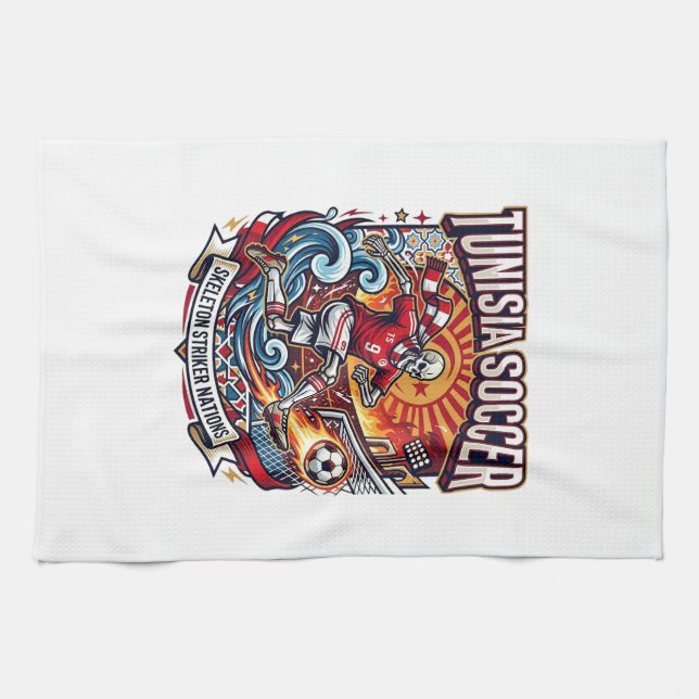 Linge De Cuisine Tunisie Football Skeleton Attaquant Nations Premiu (Horizontal)