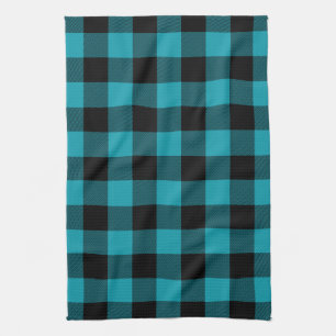 Linge De Cuisine Turquoise Black Buffalo Check Plaid Rustique