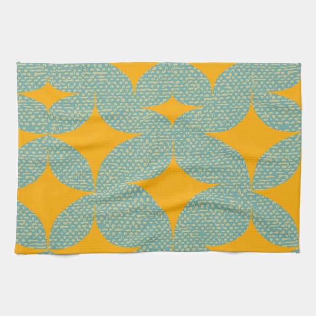 Linge De Cuisine Turquoise Diamant Moderne du Milieu du Siècle (Horizontal)
