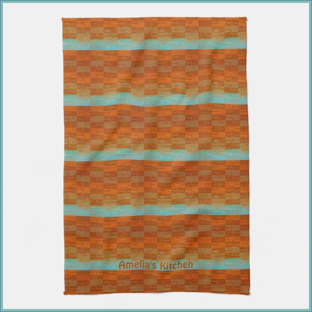 Linge De Cuisine Turquoise géométrique et Abstrait orange (Créateur téléchargé)