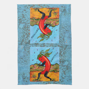 Linge De Cuisine Turquoise Kokopelli Chili Pepper Fun Towne