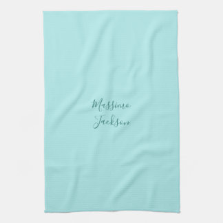 Linge De Cuisine Turquoise Pâle Minimaliste Ajouter un Nom Personna