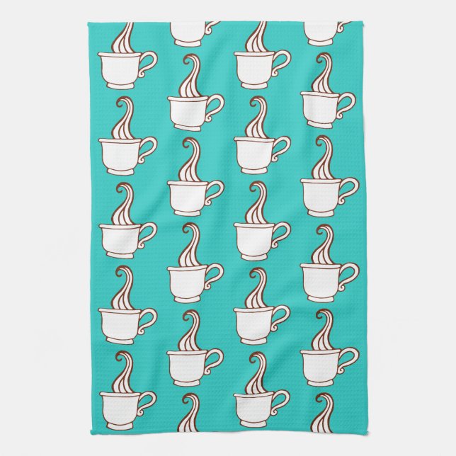 Linge De Cuisine Turquoise Retro Coffee Diner Kitchen Towel Gift (Vertical)