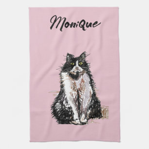 Linge De Cuisine Tuxedo Chat Cute Chats Noir Blanc Pastel Rose