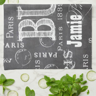 Linge De Cuisine Typographie Calligraphie Paris France Tour Eiffel