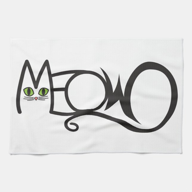 Linge De Cuisine Typographie de chat Miaou (Horizontal)