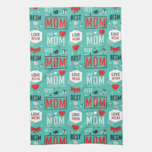 Linge De Cuisine Typographie de maman turquoise moderne motif pop